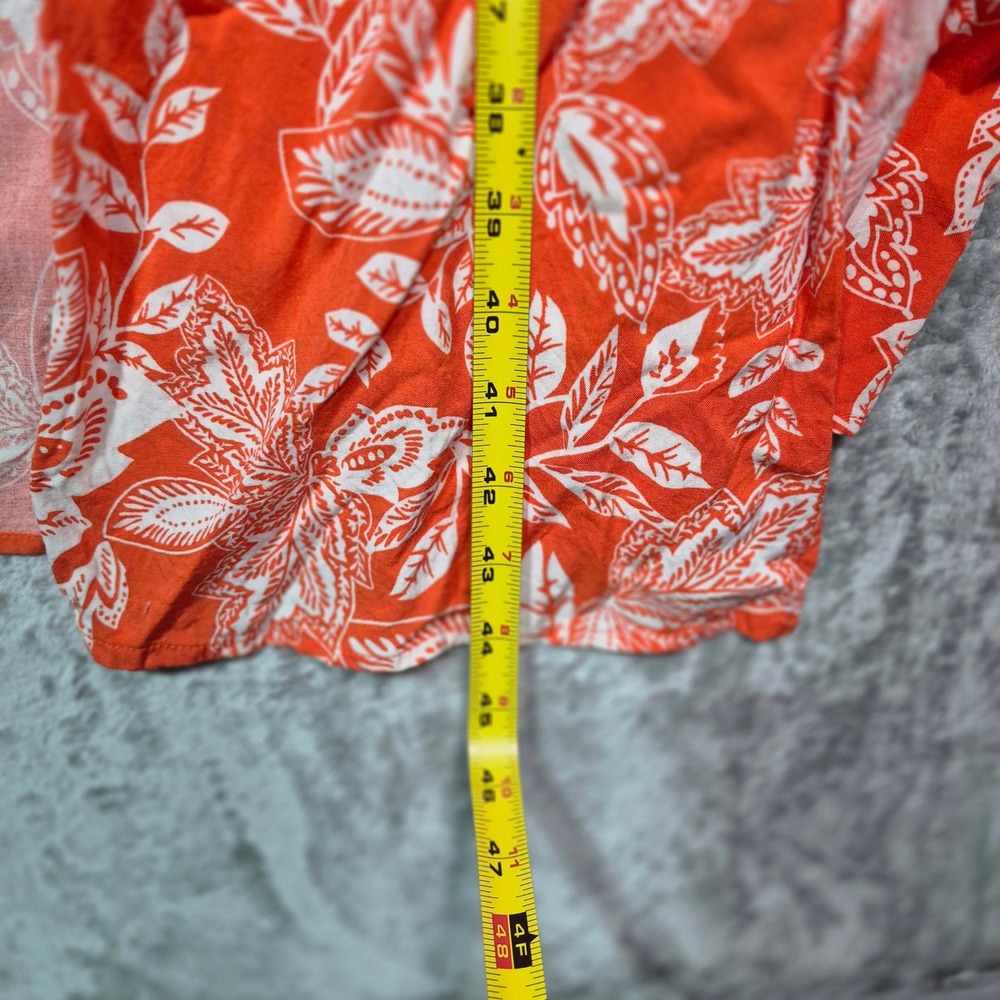 Xhilaration Orange Floral Beaded V-Neck Maxi Dress Double Slit Womens 1X - Picture 5 of 8